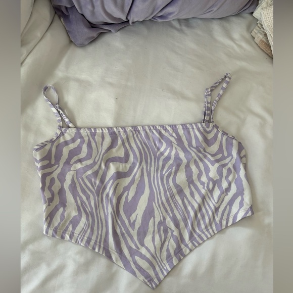white & zebra print bandana style crop top - Picture 2 of 2